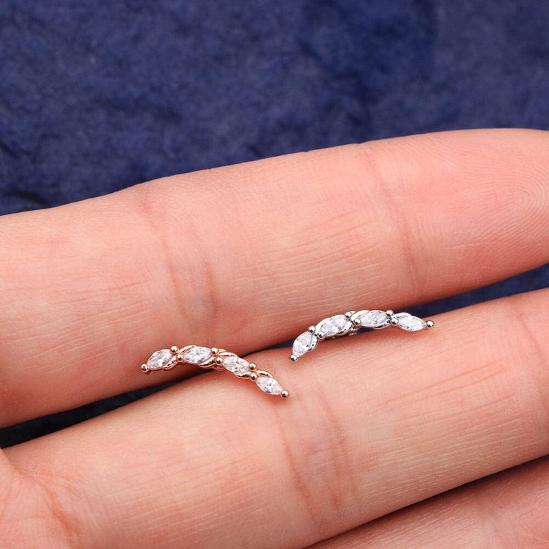 Melighting Helix Earrings 16G Curved Marquise Cartilage Earrings Clear CZ Surgical Steel 316L Tragus Piercing Jewelry Earring Stud Body Piercing Jewelry for Women - Image 5
