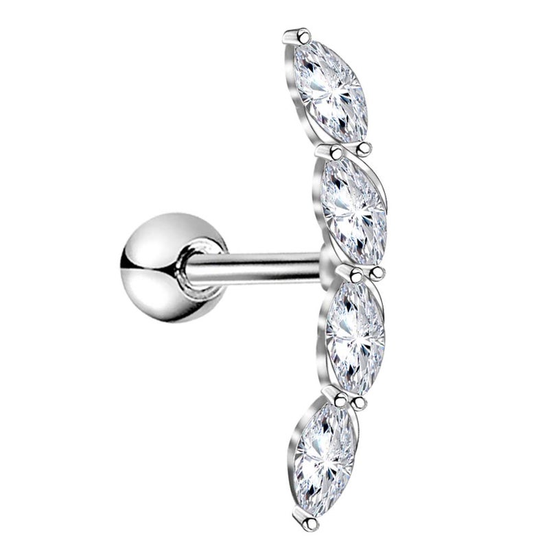 Melighting Helix Earrings 16G Curved Marquise Cartilage Earrings Clear CZ Surgical Steel 316L Tragus Piercing Jewelry Earring Stud Body Piercing Jewelry for Women - Image 1