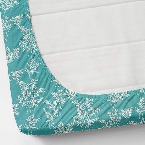 VOMZER 320 TC Cotton Feel All Around Elastic Fitted Floral Bedsheets King Size, Premium Fitted Bedsheets King Size for Double Bed with 2 Pillow Covers, Size- 78 x 72 (Aqua Lily) - Image 5
