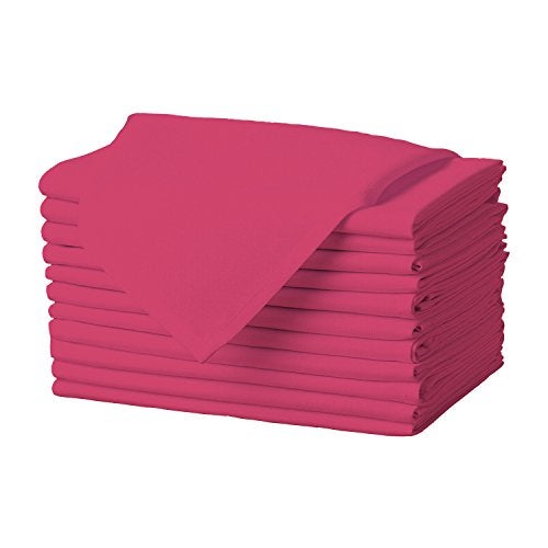 Gee Di Moda Cloth Napkins  17 x 17 Inch Fuchsia Dinner Napkins  Set of 12 Soft  Absorbent Washable Fabric Cloth Table Napkins with Hemmed Edges for Hotel Restaurant Holiday Parties  Wedding