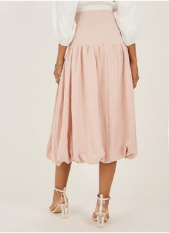 Styli High Rise Balloon Hem A-Line Midi Skirt  - Image 4
