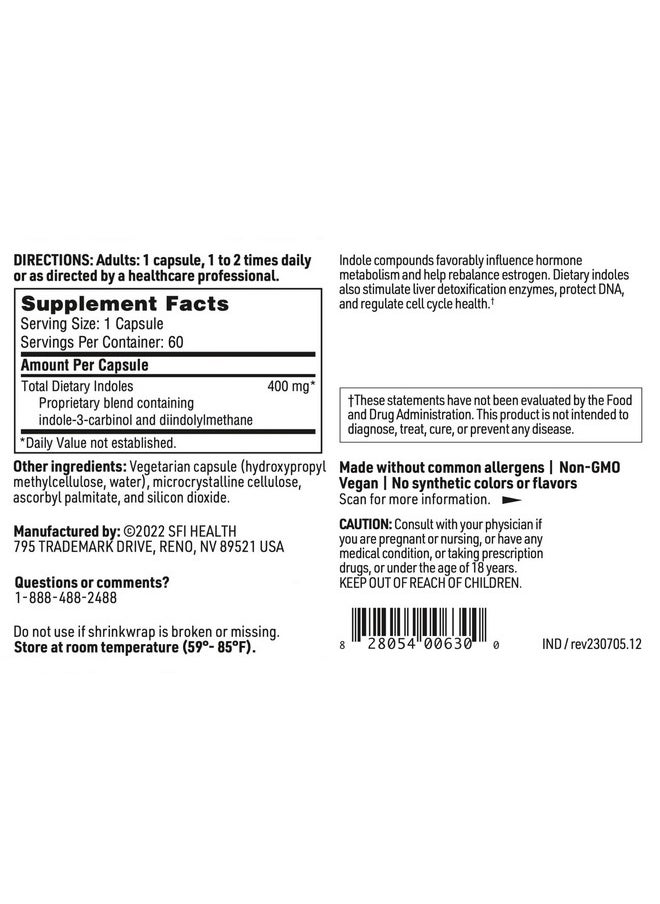 Klaire Labs - Klaire Labs Indole Forte - Diindolylmethane (DIM) & Indole-3-Carbinol Detox Support for Men & Women, Formula with Compounds Found in Broccoli & Cabbage (60 Capsules) - Image 1