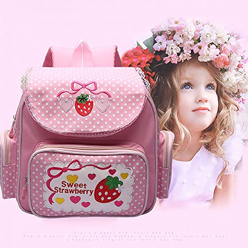 Lovemore Kawaii Embroidery Strawberry Backpack for Girl Teen Student School Bag Satchel Cute Pink Lace JK Backpack - Image 2