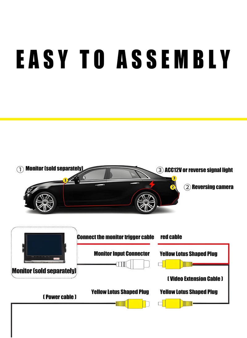 AHD Rearview Camera – Ultimate Waterproof, Shockproof, Night Vision, 140° Wide Angle for Safe and Easy Reversing,Easy to installation