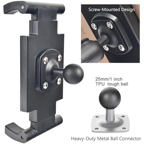 VAUBORTTI 1" Ball Tablet Holder – Screw-Mounted Tablet Mount Compatible with RAM B Size System, Adjustable iPad Holder for 7-12.9" Tablets, Car Truck Boat Dashboard - Image 2