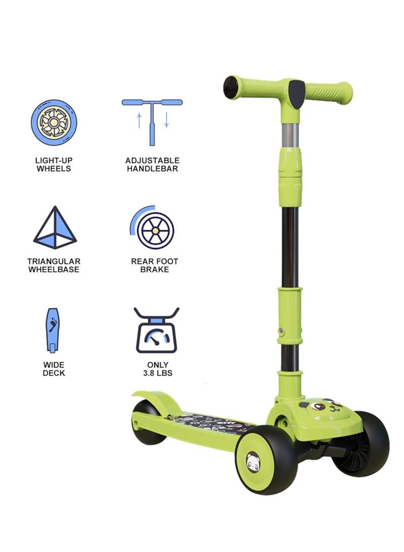 ام جي سكوتر الباندا للأطفال من 3 إلى 8 سنوات، ارتفاع قابل للتعديل وقابل للطي، سكوتر التوازن، سطح أخضر غير قابل للانزلاق - Image 3