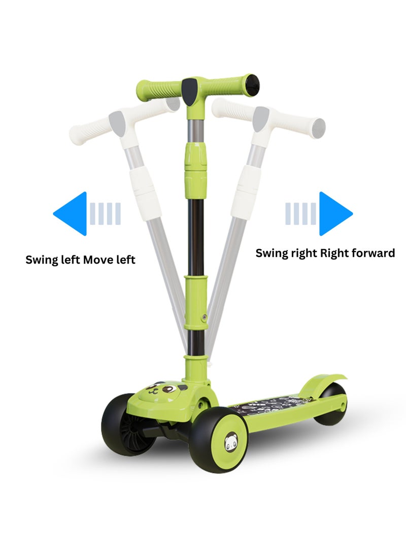 ام جي سكوتر الباندا للأطفال من 3 إلى 8 سنوات، ارتفاع قابل للتعديل وقابل للطي، سكوتر التوازن، سطح أخضر غير قابل للانزلاق - Image 4