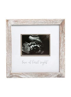 pearhead Love At First Sight Rustic Sonogram Photo Frame Baby Ultrasound Keepsake Picture Frame Genderneutral Nursery Décor 4" X 3" Photo Insert Distressed Wood  - Image 1