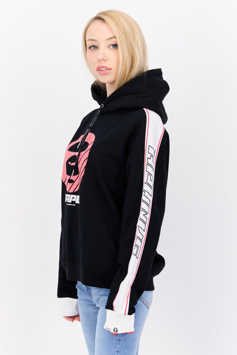 Aape By A Bathing Ape Women Hood Neck Graphic Print Hoodie, Black Combo - Image 2