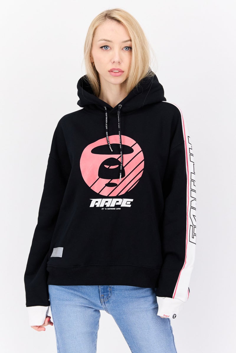 Aape By A Bathing Ape Women Hood Neck Graphic Print Hoodie, Black Combo - Image 1