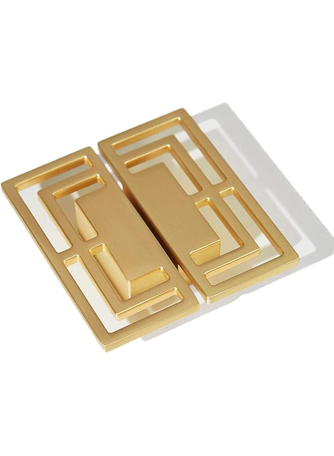 The Bros 6 قطع من مقبض الدرج المصنوع من النحاس الذهبي، خزانة الملابس، مقبض نحاسي أنيق بتصميمات صينية حديثة محظوظة، مقبض مزدوج الثقب 32 مم - Image 1