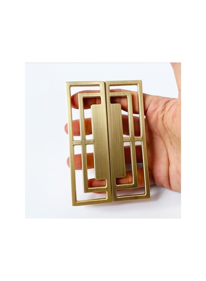 The Bros 6 قطع من مقبض الدرج المصنوع من النحاس الذهبي، خزانة الملابس، مقبض نحاسي أنيق بتصميمات صينية حديثة محظوظة، مقبض مزدوج الثقب 32 مم - Image 5