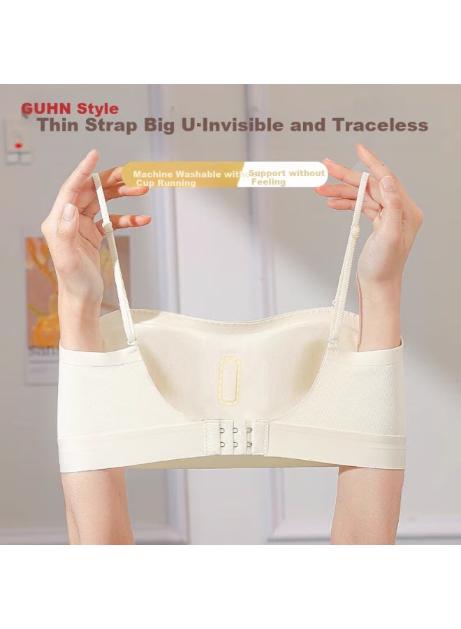 Gujin Thin Strap Backless Bra For Women, Thin And Comfortable, Push-up And Seamless, Breathable And Comfortable, Fixed Cup Bra - Image 5