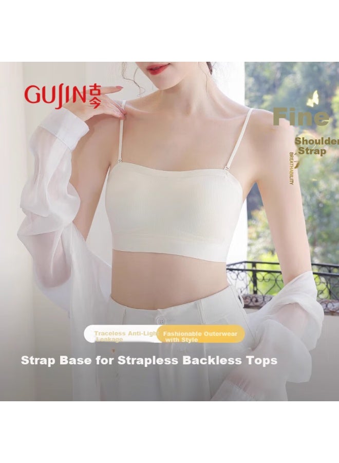 Gujin Thin Strap Backless Bra For Women, Thin And Comfortable, Push-up And Seamless, Breathable And Comfortable, Fixed Cup Bra - Image 4