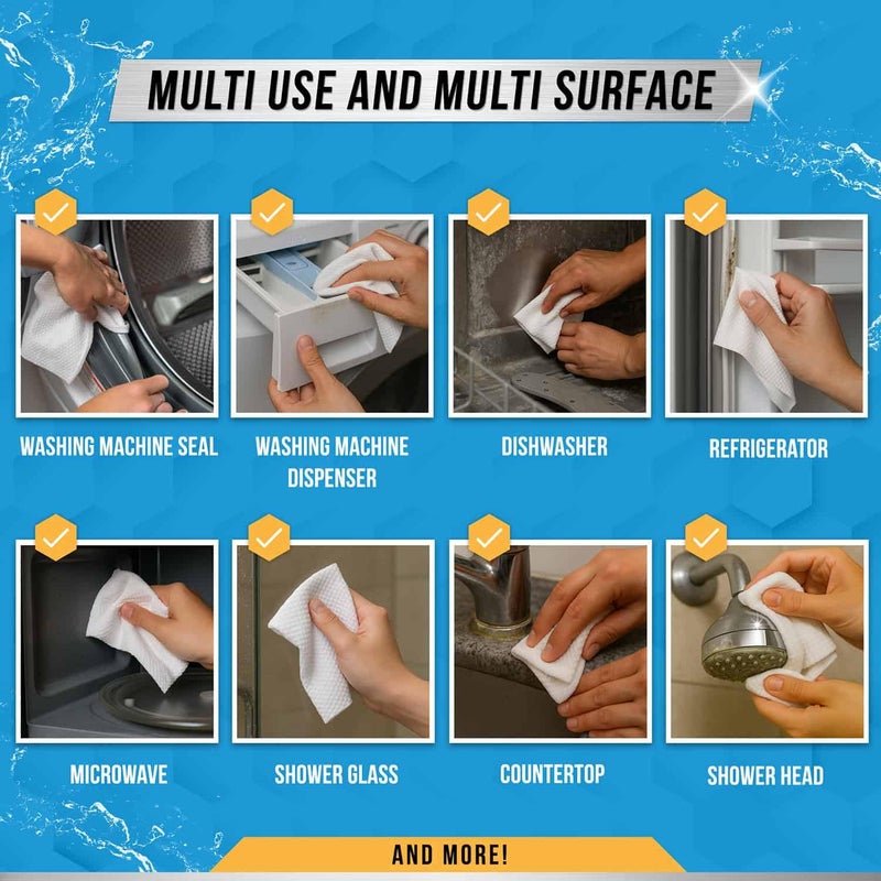 ACTIVE Home Appliance Surface Cleaner Wipes Heavy Duty Wipe for Cleaning Washing Machine, Dryer Stainless Steel Refrigerator, Glass Cooktop, Microwave, Dishwasher, Counter, Tile - 24 Large Wipes - Image 3