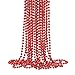 ZZYFGH 12 Pcs Red Bead Necklaces 33 Metallic Red Bead Necklace Bulk Valentine Necklace Mardi for Valentines Wedding Birthday Mardi Gras Decorations - Image 3