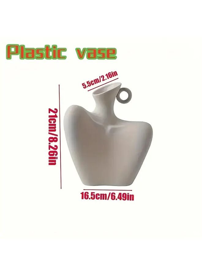 Black White Bohemian Plastic Vase Cylindrical Female Figure Flower Vase Durable Tabletop Centerpiece - Image 4