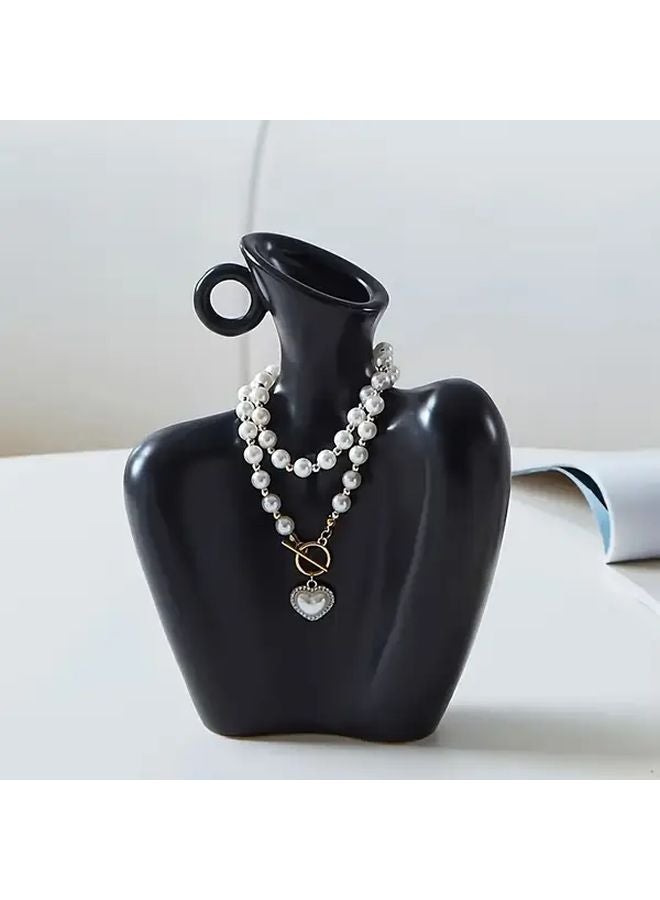 Black White Bohemian Plastic Vase Cylindrical Female Figure Flower Vase Durable Tabletop Centerpiece - Image 5