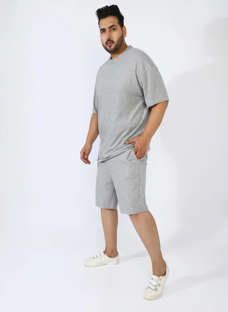 Instafab Plus Men's Light Grey Solid Co-Ord Set