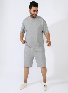 Instafab Plus Men's Light Grey Solid Co-Ord Set  - Image 2