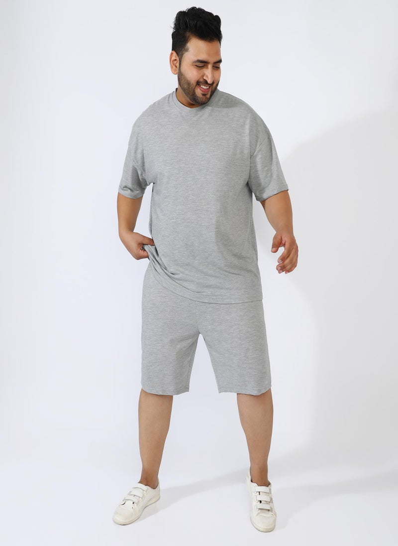Instafab Plus - Men's Light Grey Solid Co-Ord Set - Image 1