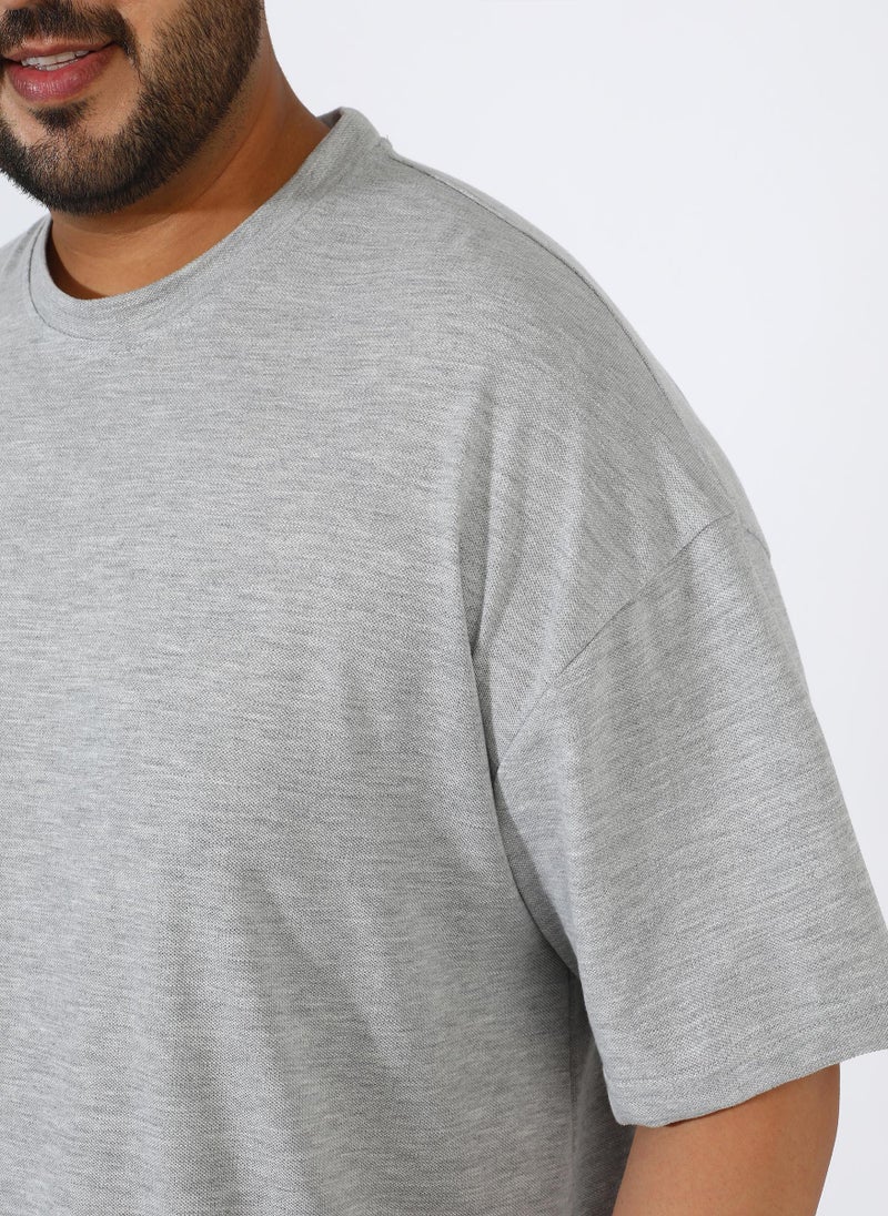 Instafab Plus - Men's Light Grey Solid Co-Ord Set - Image 1