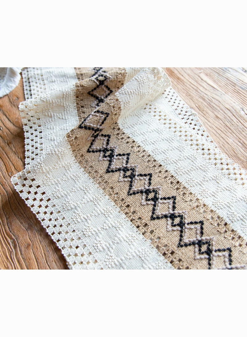 Felt Table Runner Natural Jute Splicing Bohemian Style Table Runners With Tassels Dining Wedding Home Table Decoration 30x183CM - Image 3