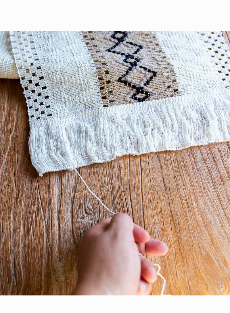 Felt Table Runner Natural Jute Splicing Bohemian Style Table Runners With Tassels Dining Wedding Home Table Decoration 30x183CM - Image 4