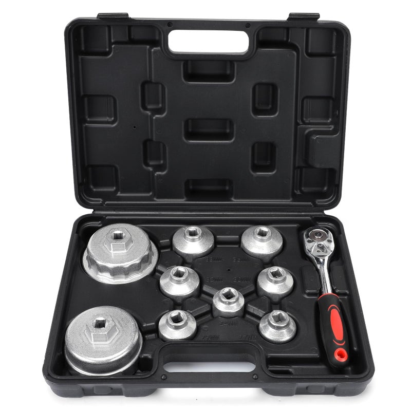 MOFEEZ Oil Filter Wrench Set 10 Pieces Oil Filter Socket Set 38 Drive Metric Oil Filter Cap Wrench Removal Tool Kit Compatible with Toyota VW BMW Mercedes
