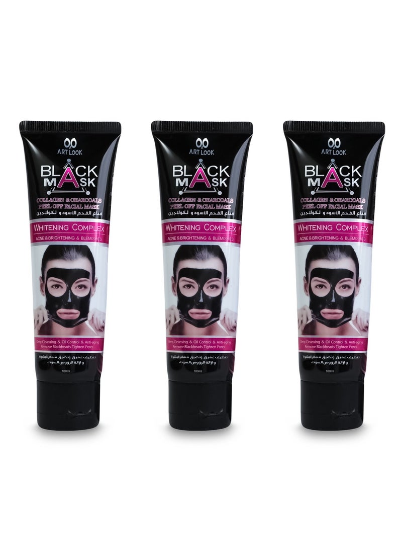 أرت لوك قناع الفحم الأسود والكولاجين 100مل مكون من 3 قطع - Image 1