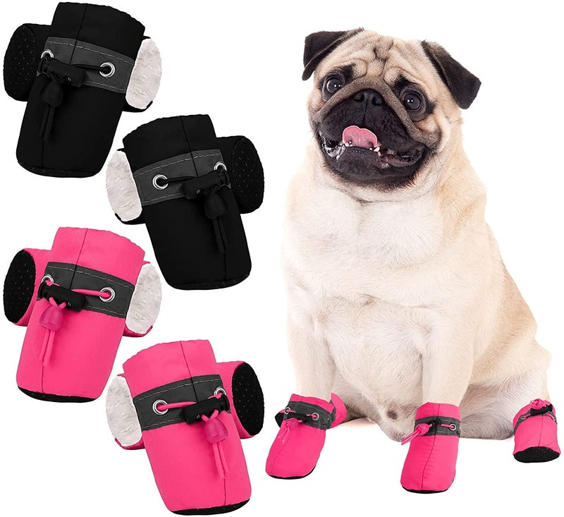 KUTKUT 4 Sets 16Pcs Washable Dog Shoes | Rain Snow Dog Booties | Breathable Paw Protector, Upgraded Anti-Slip Soft Soled Dog Boots with Adjustable Drawstring for French Bulldog, Welsh Corgi (Size: 6) - Image 1