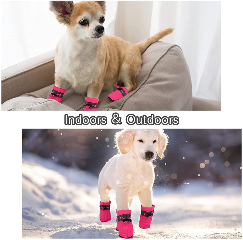 KUTKUT 4 Sets 16Pcs Washable Dog Shoes | Rain Snow Dog Booties | Breathable Paw Protector, Upgraded Anti-Slip Soft Soled Dog Boots with Adjustable Drawstring for French Bulldog, Welsh Corgi (Size: 6) - Image 5