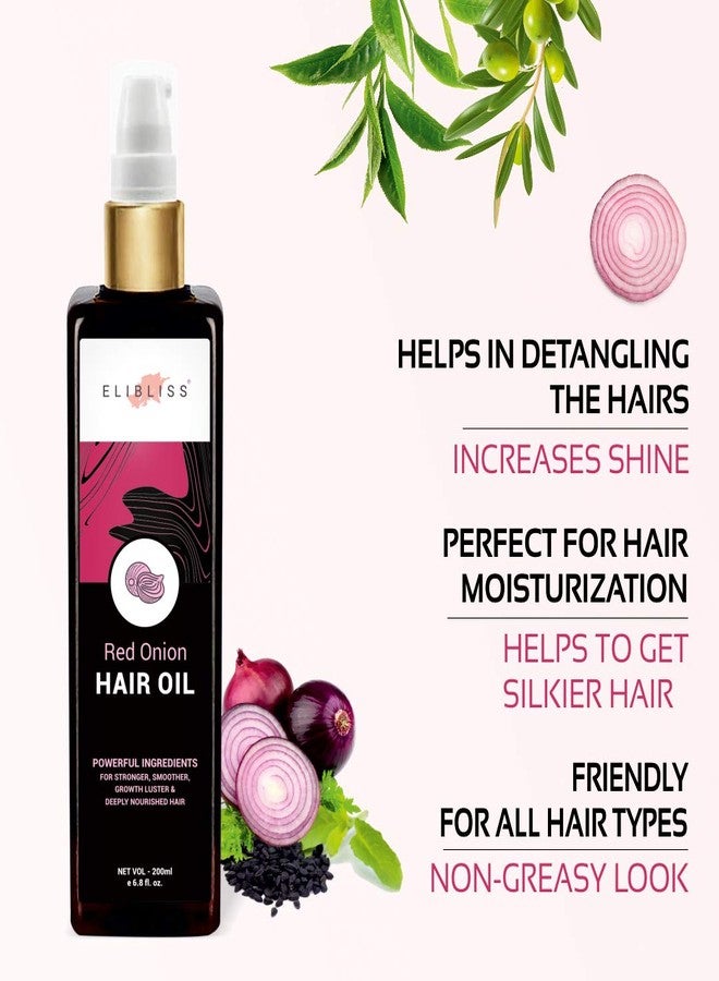 ELIBLISS Red Onion Hair Oil for Hair Growth & Strength With Natural Oils for Hair Fall Control, Nourishment & Shine - Image 4