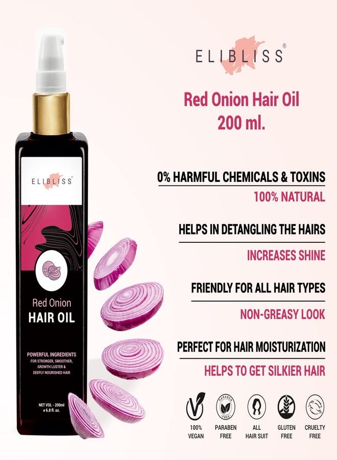ELIBLISS Red Onion Hair Oil for Hair Growth & Strength With Natural Oils for Hair Fall Control, Nourishment & Shine - Image 5