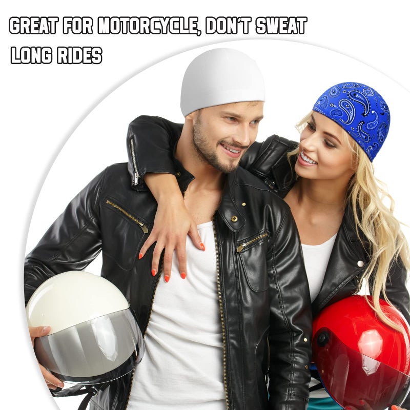 Tarpop 10 Pcs Men Skull Caps Cooling Welding Hard Helmet Liner Cycling Skull Caps Wicking Beanie Do Rag Head Wrap for Men(Paisley Style) - Image 5