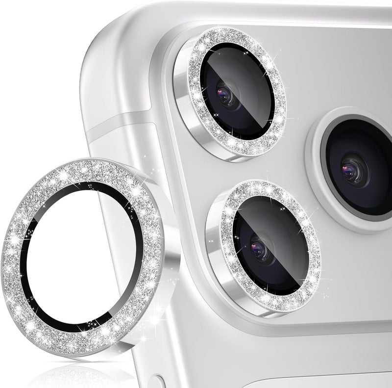 imluckies Camera Lens Protector for iPhone 17 Pro/iPhone 17 Pro Max, AR+AF Tempered Glass & 9H Hardness Shatterproof, HD Clear Metal Sparkle Lens Cover with Installation Tray 2025, Bling Sliver - Image 1