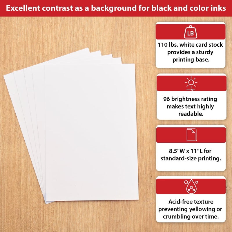 Staples Cardstock Paper, 8.5-Inch x 11-Inch Paper Size, Matte White, 110 lbs. - Image 3