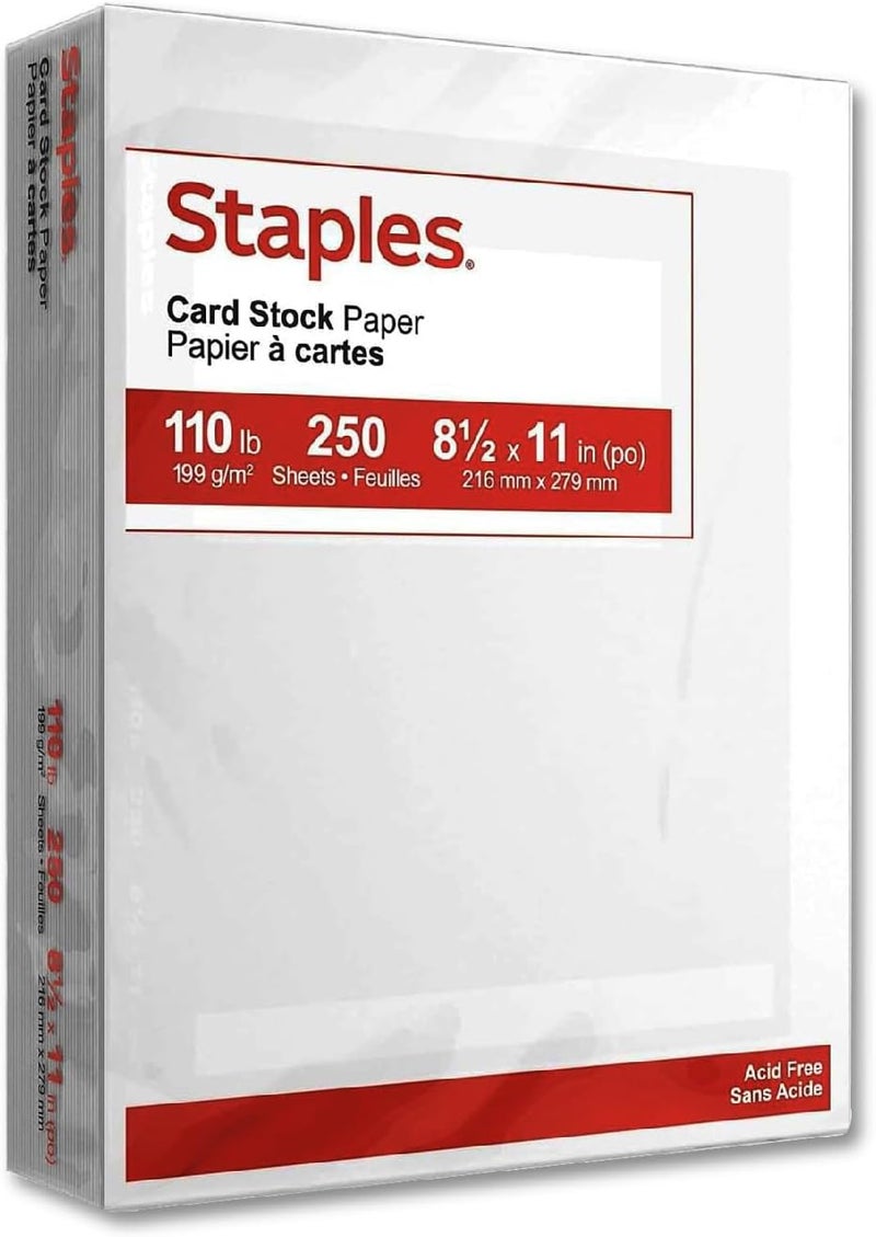 Staples Cardstock Paper, 8.5-Inch x 11-Inch Paper Size, Matte White, 110 lbs. - Image 1
