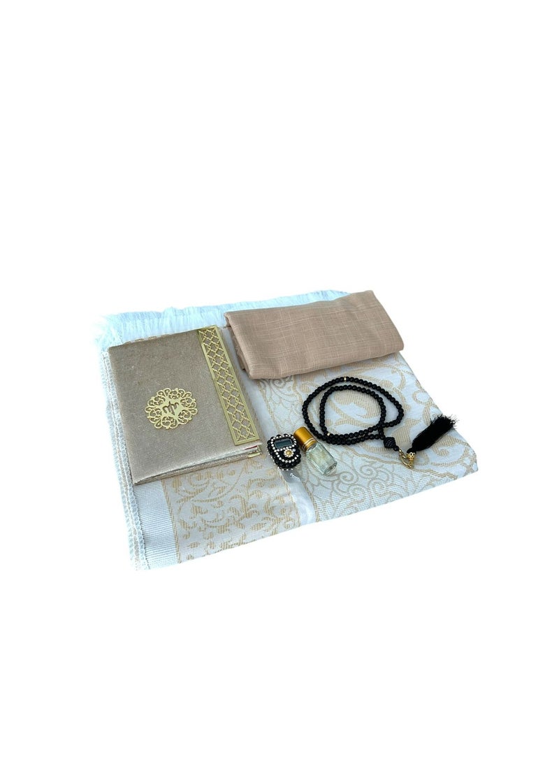 Generic Sajadati Deluxe Muslim Prayer Gift Set – Holy Quran, Premium Salah Mat, Head Scarf, Tasbih Beads & Digital Counter, Oud Oil – Elegant Amber Islamic Gift for Ramadan, Eid & Special Occasions  - Image 1