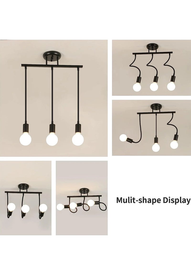 3 Lights Vintage Chandeliers, Deformable Pendant Light Fixture (Without Bulbs)