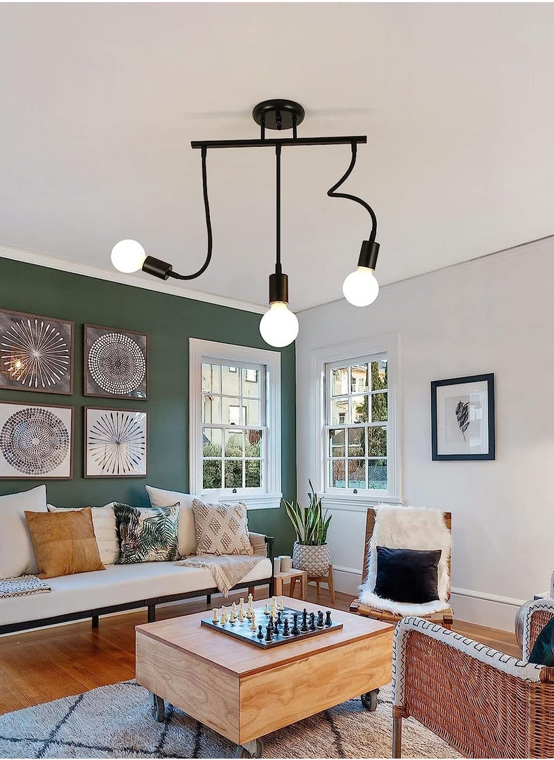 3 Lights Vintage Chandeliers, Deformable Pendant Light Fixture (Without Bulbs)