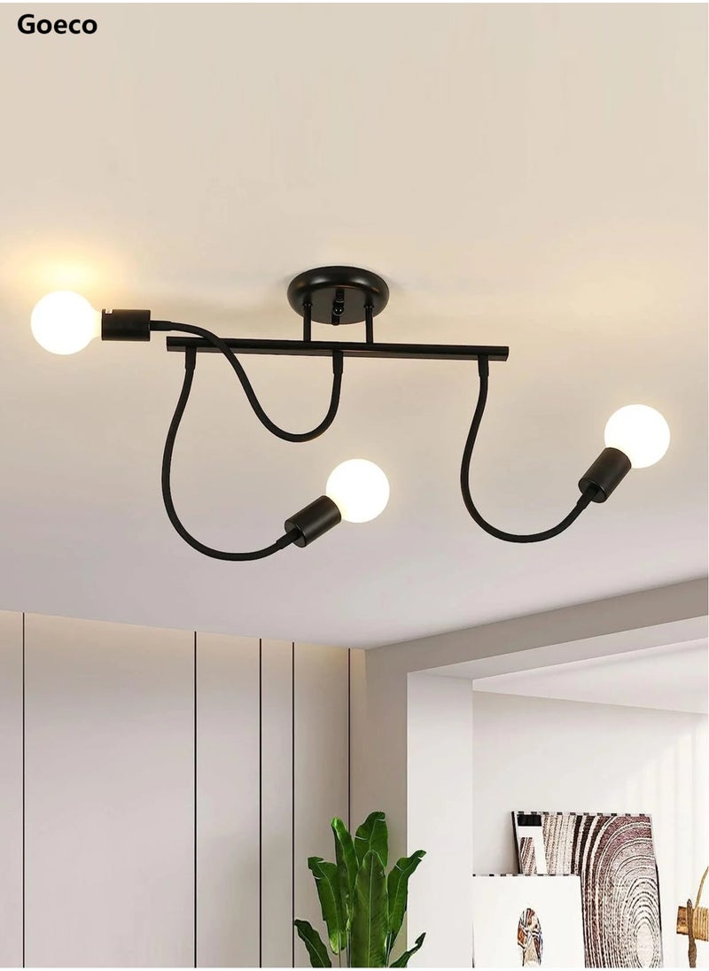 3 Lights Vintage Chandeliers, Deformable Pendant Light Fixture (Without Bulbs)