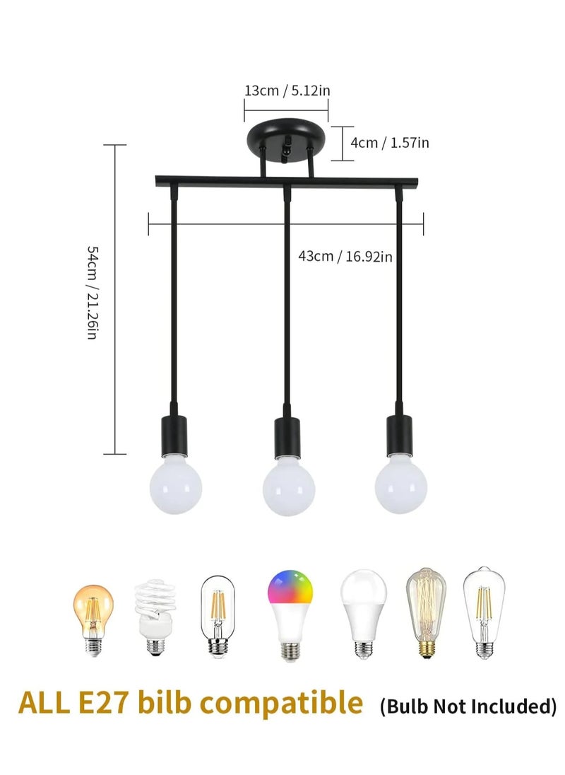 3 Lights Vintage Chandeliers, Deformable Pendant Light Fixture (Without Bulbs)
