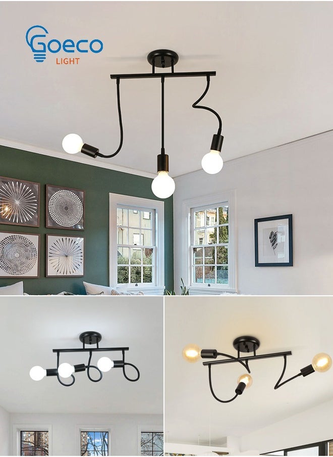 3 Lights Vintage Chandeliers, Deformable Pendant Light Fixture (Without Bulbs)