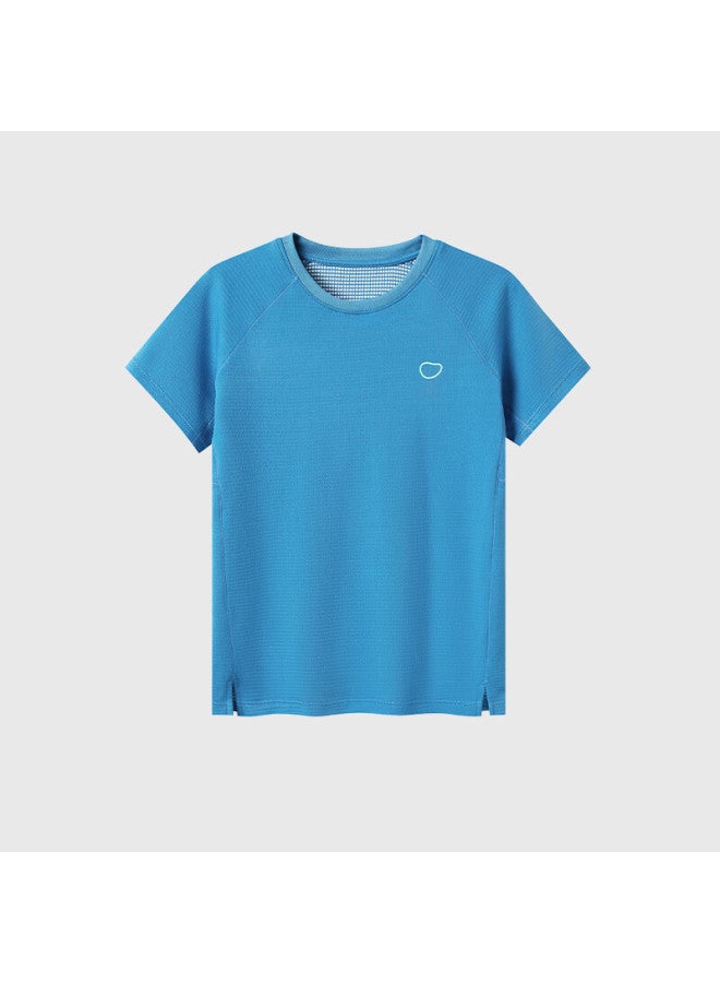 Potatokids Unidirectional Moisture-wicking Children's Short Sleeve T-shirt Thin Style Boys Girls Sports Quick-drying T-shirt Atlantic Blue 130 - Image 5