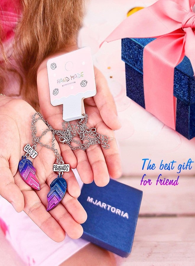 أم جارتوريا قلادة MJartoria BFF لشخصين - قلادة صداقة متطابقة على شكل قلب، قلادة قوس قزح، قلادة صداقة، قلادات أفضل الأصدقاء (أزرق) - Image 2