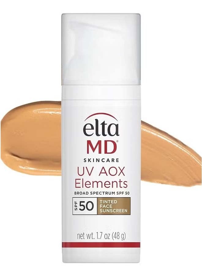 EltaMD AOX Elements Tinted Mineral Face Sunscreen, SPF 50, Tinted Sunscreen for Face with Antioxidants, 1.7 oz Pump  - Image 1