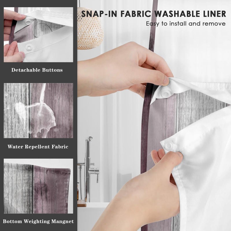 NESPHY NO HOIK FLOWER DAISY SARTAINT مع SNAP في بطانة القماش مجموعة وردي مزرعة Rustic Farmhouse مزدوجة النسيج مقاوم للماء مع رؤية من خلال النافذة العلوية مفتوحة الحمام ستارة 71 × 74 بوصة - Image 5