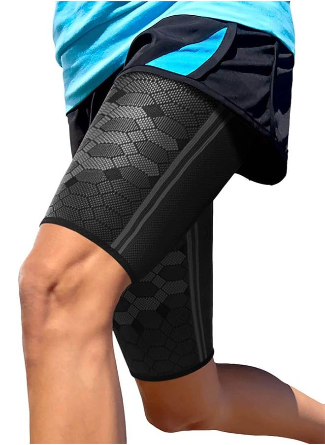 Generic Thigh Compression Sleeves (2 Packs) High Elastic knitted Nylon Sports Thigh Protectors For Cycling, Basketball, Football, Anti-Thigh Muscle Strain, Leggings For Men And Women, Innovative Breathable El  - Image 1