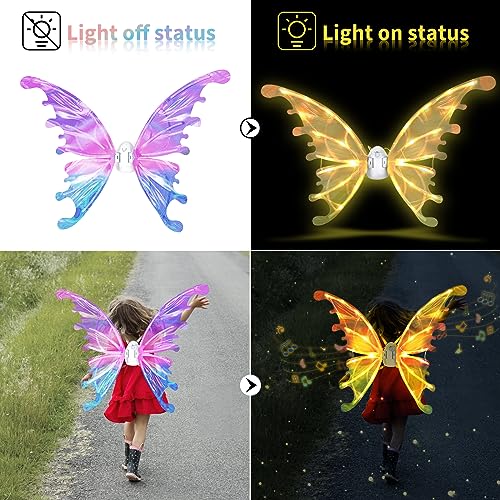 maysida Electric Fairy Wings for Girls, Light Up Moving Butterfly Wings with LED Lights and Music, Toy for Kids as Halloween Valentine Birthday Christmas Party Costume Princess Cosplay Dress Up Gift - Image 5